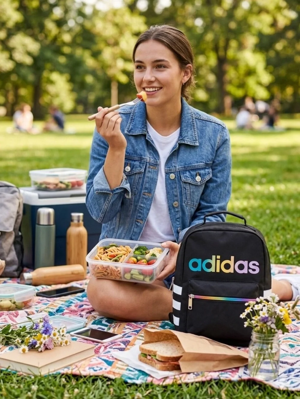 adidas Unisex Santiago Lunch Bag Cooler black and rainbow - Picture 7 of 16